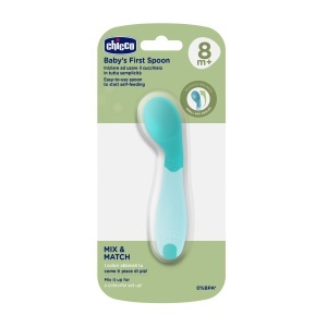 Lingura Chicco ESSLERNLOFFEL, ergonomica, usoara, pentru copii 8 luni, bleu - Img 2