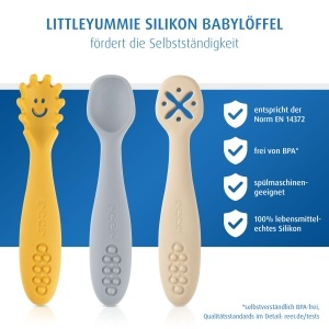 Lingura din silicon LittleYummie Reer Set 3 bucati Ergonomica, Sigura, Colorata - Img 3