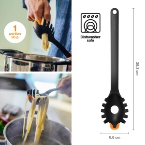 Lingura pentru paste Fiskars Functional Form, 29 cm, NegruPortocaliu - Img 2