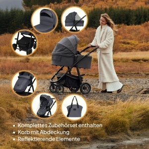 Lionelo Amber Plus 3-in-1 Carucior Multifunctional cu Babywanne si Scaun Auto - Img 8