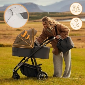 Lionelo Amber Plus 3 in 1 Carucior Multifunctional pentru Copii cu Roti 360deg si Protectie UPF50 - Img 12