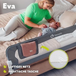 Lionelo Eva Protectie Pat pentru Copii 150 cm Plasa Respirabila Pliabila 180deg - Img 6