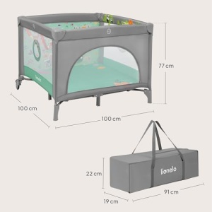 Lionelo Mille Plus 2-in-1 Patut pliabil si tarc de joaca 100x100 cm cu saltea T25 si roti cu frana - Img 10