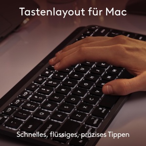Logitech MX Keys Mini pentru Mac - Tastatura Wireless Minimalista pentru MacBook Pro, MacBook Air, iMac, iPad, Bluetooth, Taste Iluminate, USB-C, Tastare Lina, RO QWERTZ - Gri - Img 2