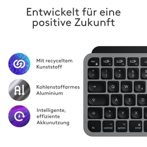Logitech MX Keys Mini pentru Mac - Tastatura Wireless Minimalista pentru MacBook Pro, MacBook Air, iMac, iPad, Bluetooth, Taste Iluminate, USB-C, Tastare Lina, RO QWERTZ - Gri - Img 12