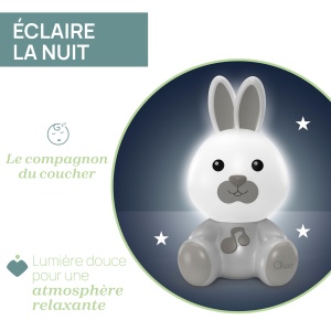 Lumina de noapte Chicco Bunny, lampa portabila pentru iepurasi cu muzica clasica si sunete linistitoare, doua moduri in evolutie, lumina de noapte portabila si lumina de orientare, 0 luni+, neutru - Img 3