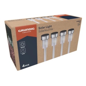 Lumini solare de gradina Grundig - Lumini solare 4 bucati - Lampi de gradina pentru exterior - Lampi solare cu lumina alba - 6-8 ore de viata a bateri - Img 2