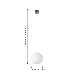 Lustra suspendata EGLO Mantunalle, metal negru si sticla alba, E27, 20 cm - Img 6