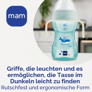 Manere pentru Biberon MAM Hold My Bottle Day Night, Ergonomice, Rutschfest, Culoare Neutrala - Img 3