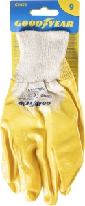 Manusi de lucru Goodyear din bumbac si nitril, marimea 9, galbenalb - Img 3