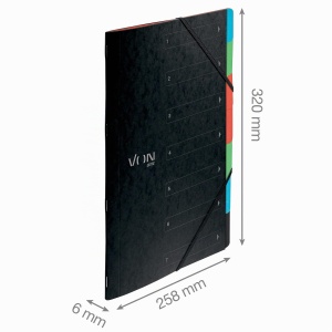 Mapa de organizare VON Leitz 5 buc A4 cu 6 compartimente, neagra, cu elastic - Img 5