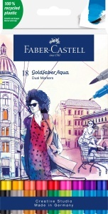 Marker dual Faber-Castell Goldfaber Aqua, 18 culori, apa, 0.4 mm
