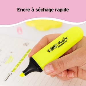 Marker plat BIC Marking Flat Highlighter, 12 bucati, neongalbeni, varf modular - Img 3