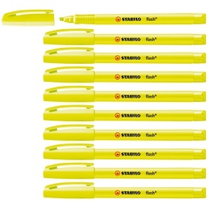 Marker text STABILO flash cu clip, tehnologie anti-uscare, 6 culori