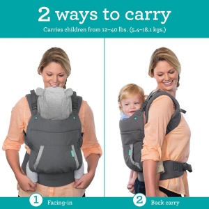 Marsupiu ergonomic Infantino Cuddle Up gri cu gluga tip ursulet pentru copii 54-18 kg - Img 6