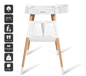 Masa de schimbat bebelusi babyGO ChangMe din lemn de fag, alba, cu roti mobile - Img 2