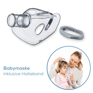 Masca pentru bebelusi Beurer pentru inhalare, cu curea de fixare, pentru bebelusi si copii mici de la 0 la 3 ani, accesoriile pentru inhalatoare pot fi utilizate cu inhalatoarele Beurer - Img 5