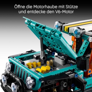 Masina de construit LEGO Technic Jeep Wrangler Rubicon 42227, 723 piese, cu motor V6 - Img 4