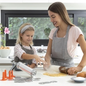 Masina de facut biscuiti InnovaGoods 2-in-1, design ergonomic, culoare rosie - Img 3