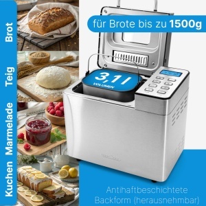 Masina de facut paine ProfiCook PC BBA 1282 13 programe functie Timer 1500 g capacitate - Img 4