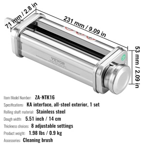 Masina de Facut Paste Manuala VEVOR, Inox, 8 Setari de Grosime, 5.51 Inch Latime - Img 7