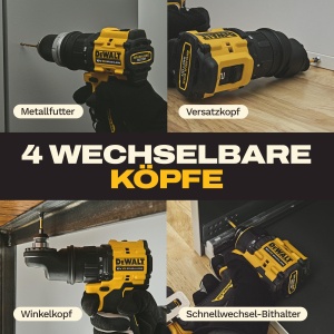 Masina de gaurit cu acumulator DEWALT DCD803KN-XJ, 18V, 73 Nm, 4 capete interschimbabile - Img 4