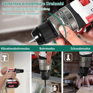 Masina de gaurit si insurubat HYCHIKA 18V 45 Nm 2 viteze set cu 53 accesorii - Img 4
