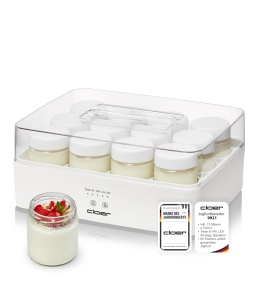 Masina de iaurt Cloer 9921, 12 borcane a 150 ml, 17W, alba