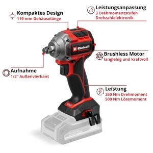 Masina de insurubat Einhell TP-CW 18260-C Li BL-Solo 18V 260 Nm Brushless fara acumulator - Img 3