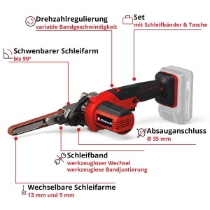 Masina de slefuit cu banda Einhell TE-BF 18 Li-Solo 18V 1700 mmin accesorii incluse - Img 3