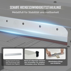 Masina de taiat hartie VEVOR STC440, capacitate 400 coli, taiere A4, alba - Img 4