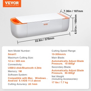 Masina de taiat vinyl VEVOR Smart1, 12 inch, Bluetooth, 300 mms - Img 7