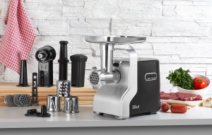 Masina de tocat carne 9 in 1 | 2100W | 3 discuri perforate | Functia inversa | Atasament pentru carnati | Accesoriu pentru biscuiti | O multime de accesorii | Carne de lup | Tocatoare | Masina electrica de carnati | Umplutura de carnati - Img 7