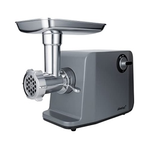 Masina de tocat carne electronica Steba, 3 discuri perforate (3, 5, 8 mm), deschidere mare de iesire cu 6,6 cm, cutit din otel inoxidabil de inalta calitate, 1200 wati, MG 3000Pro, otel inoxidabil/gri - Img 2