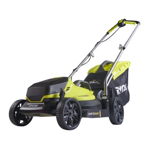Masina de tuns iarba cu acumulator RYOBI 18 V ONE+ OLM1833B (latime de taiere 33 cm, reglare inaltime de 5 ori 25-65 mm, maner pliabil, inclusiv pana de mulcire, sac de colectare a ierbii de 35 l, fara baterie si incarcator in cutie) - Img 1