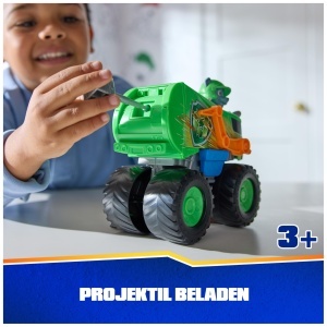 Masinuta PAW Patrol Rescue Wheels Rocky Monster Truck Verde cu Figurina si Proiectil - Img 4