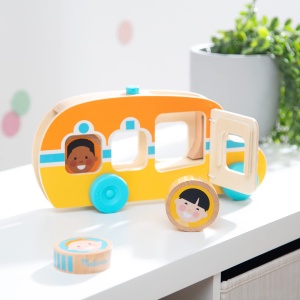 Melissa & Doug GO Tots Bus Rolling & Driving, Jucarii din lemn pentru copii mici, Jucarii de dezvoltare, Jucarii din lemn de la 1 an, cadou pentru bebelus baiat si fata, materiale certificate FSC - Img 5