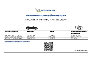 MICHELIN Perfect Fit 234 Set stergatoare de parbriz Mercedes Benz Seria B 246 247 650475mm Lamele stergatoarelor fara articulatii Potrivire perfecta z - Img 2