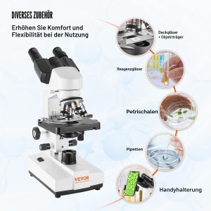 Microscop binocular VEVOR XSP-36, 40-2500x, iluminare LED, 3.05 kg - Img 5