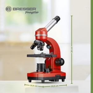 Microscop Bresser Junior BIOLUX SEL, 40x-1600x, cu suport pentru smartphone, rosu - Img 3