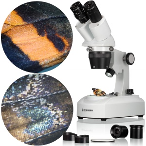 Microscop stereo Bresser Researcher ICD LED 20x-80x cu iluminare LED si tub rotativ 360 - Img 5