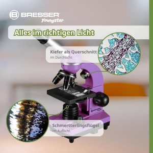 Mikroscop Bresser Junior BIOLUX SEL, violet, cu accesorii si zoom Barlow - Img 5