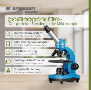 Mikroscop pentru copii BRESSER JUNIOR Biolux SEL, 40x-1600x, cu LED, 4 culori - Img 3