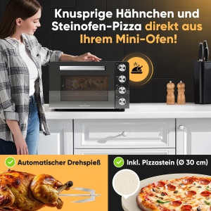 Mini Cuptor Electric ProfiCook PC MBG 1277, 30L, 1500W, cu Pizzastein - Img 4