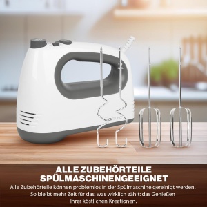 Mixer Clatronic | Motor puternic de 400 W | Mixer de mana | Turbo Stage si 5 niveluri de viteza | Mixere de mana | teluri si carlige de aluat din otel inoxidabil care pot fi spalate in masina de spalat vase | HM 3775 - Img 6