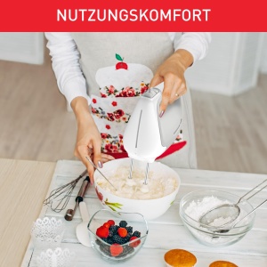 Mixer de mana Tefal Prep'Mix, 450 W, mixer de mana cu 5 viteze, 2 teluri si 2 carlige de aluat din otel inoxidabil, design ergonomic, accesorii sigure pentru masina de spalat vase, HT450B - Img 5
