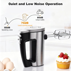 Mixer de mana VINATO 300W 6 trepte viteza 2 teluri si 2 carlige din inox protectie supraincalzire - Img 6