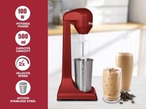 Mixer electric Beper 100W 2 viteze recipient aluminiu 05L rosu - Img 3