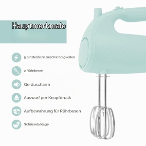 Mixer electric Elite Gourmet EHM003M, 5 viteze, 2 teluri din otel inoxidabil, mint - Img 3