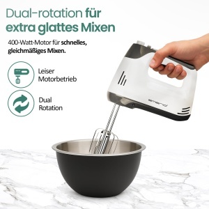 Mixer electric EMERIO HM-130365, 400W, 5 viteze, inox, BPA-free - Img 2